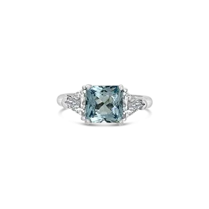 Aquamarine & Diamond Engagement Ring