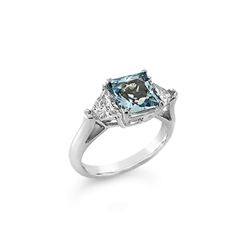 Aquamarine & Diamond Engagement Ring