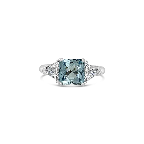 Aquamarine & Diamond Engagement Ring