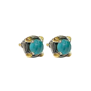 Aquamarine & Rock Crystal Mixed Metal Studs