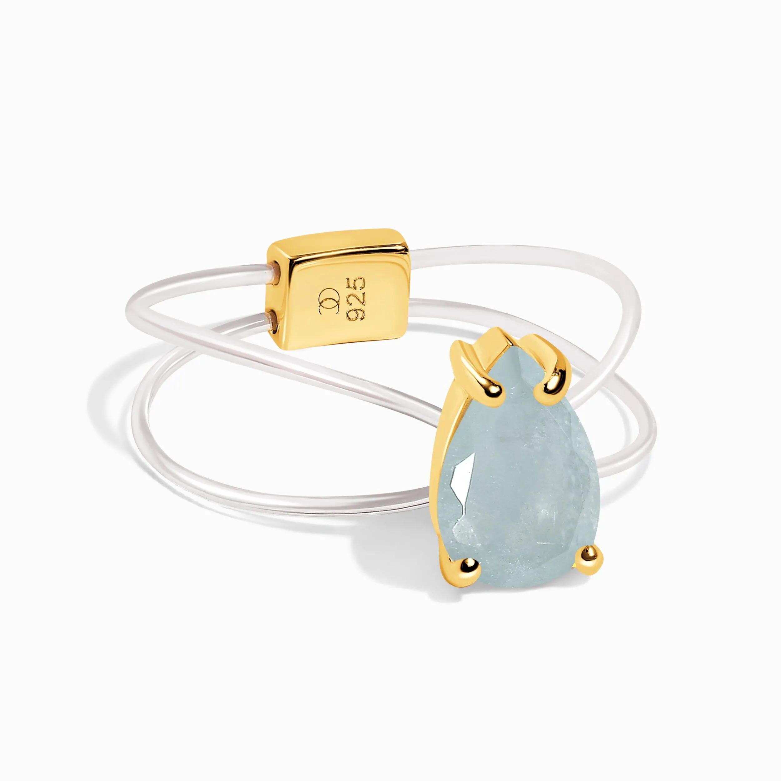 Aquamarine Ring Floating Sway - March Birthstone