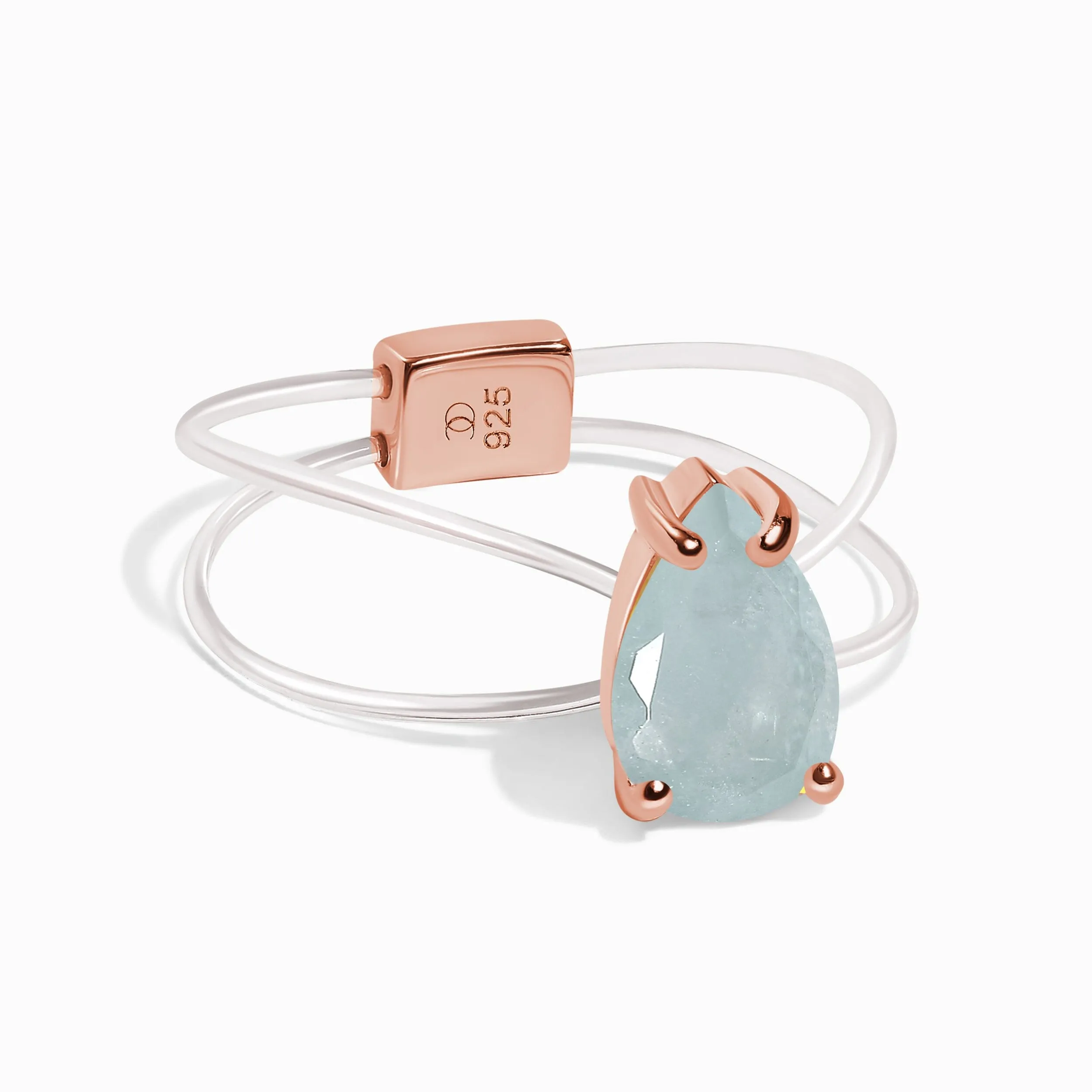 Aquamarine Ring Floating Sway - March Birthstone