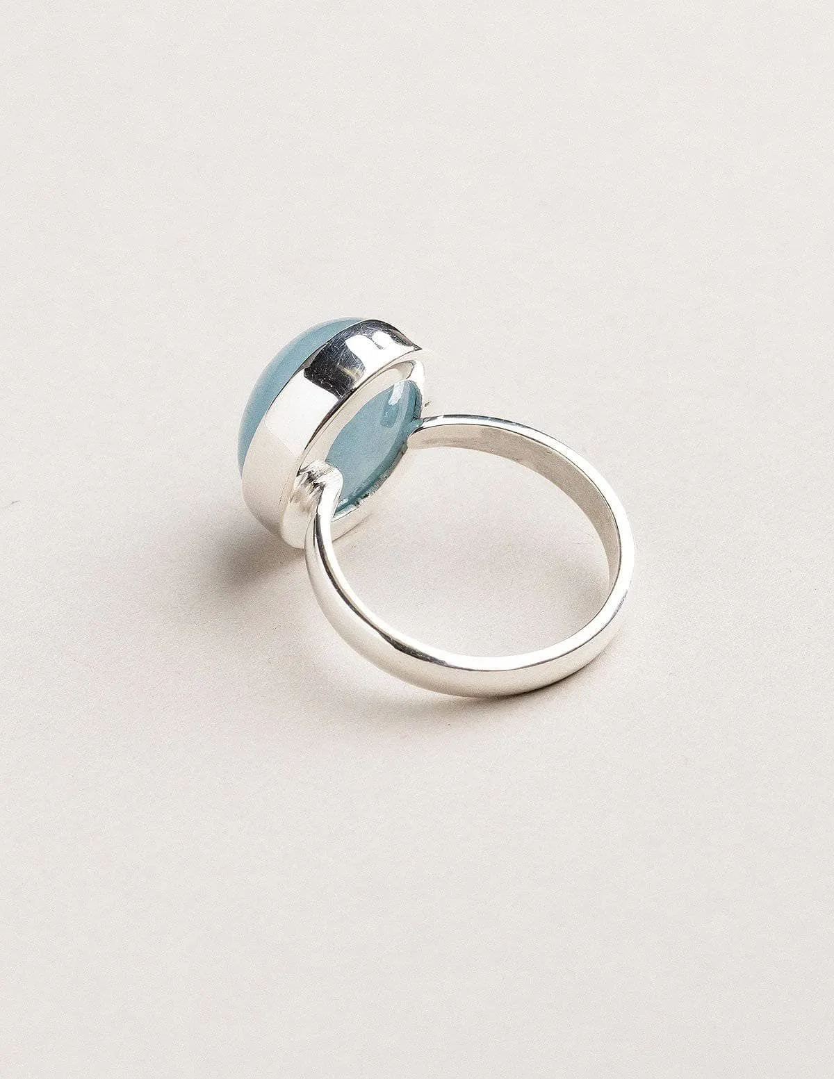 Aquamarine Silver Gemstone Ring - Adjustable