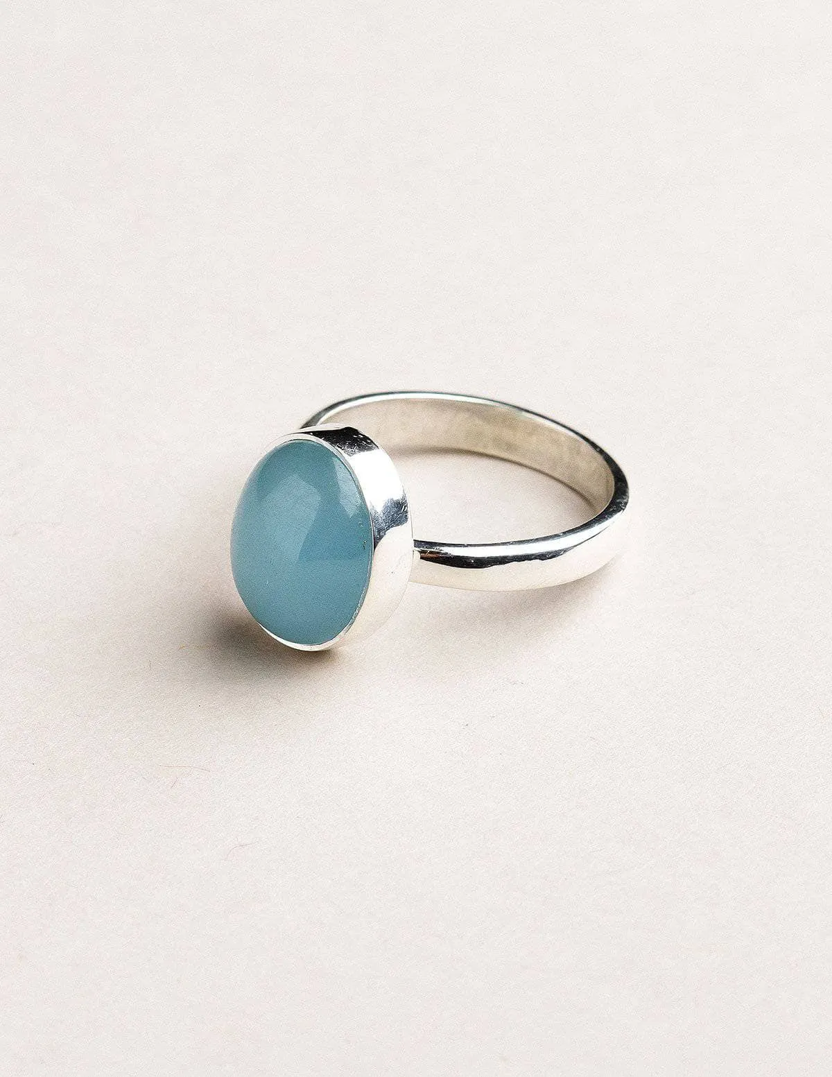 Aquamarine Silver Gemstone Ring - Adjustable