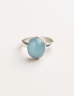 Aquamarine Silver Gemstone Ring - Adjustable