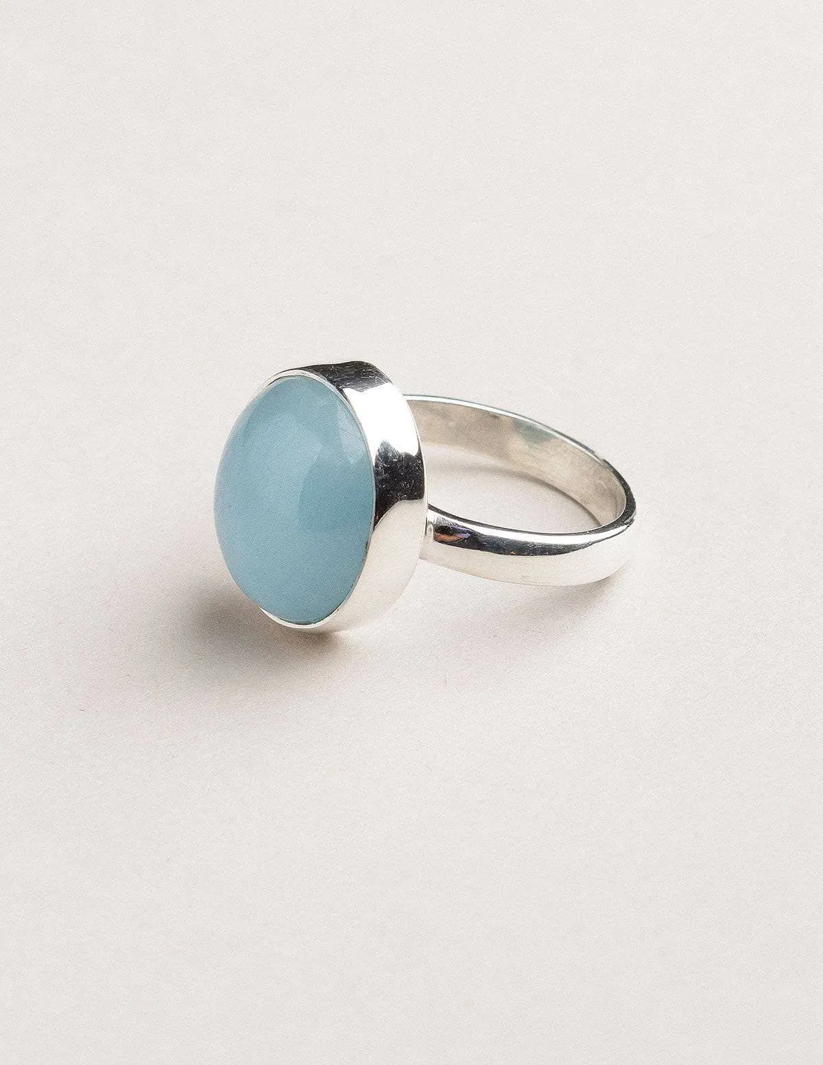 Aquamarine Silver Gemstone Ring - Adjustable