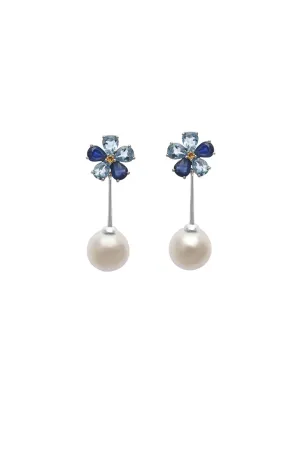 Aquamarines Blue Sapphires Pearls Earrings