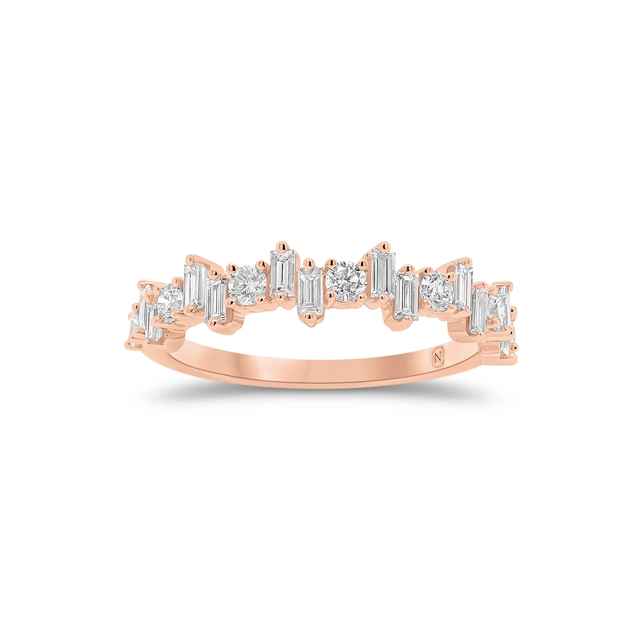 Baguette & Round Diamond Urban Stacking Ring