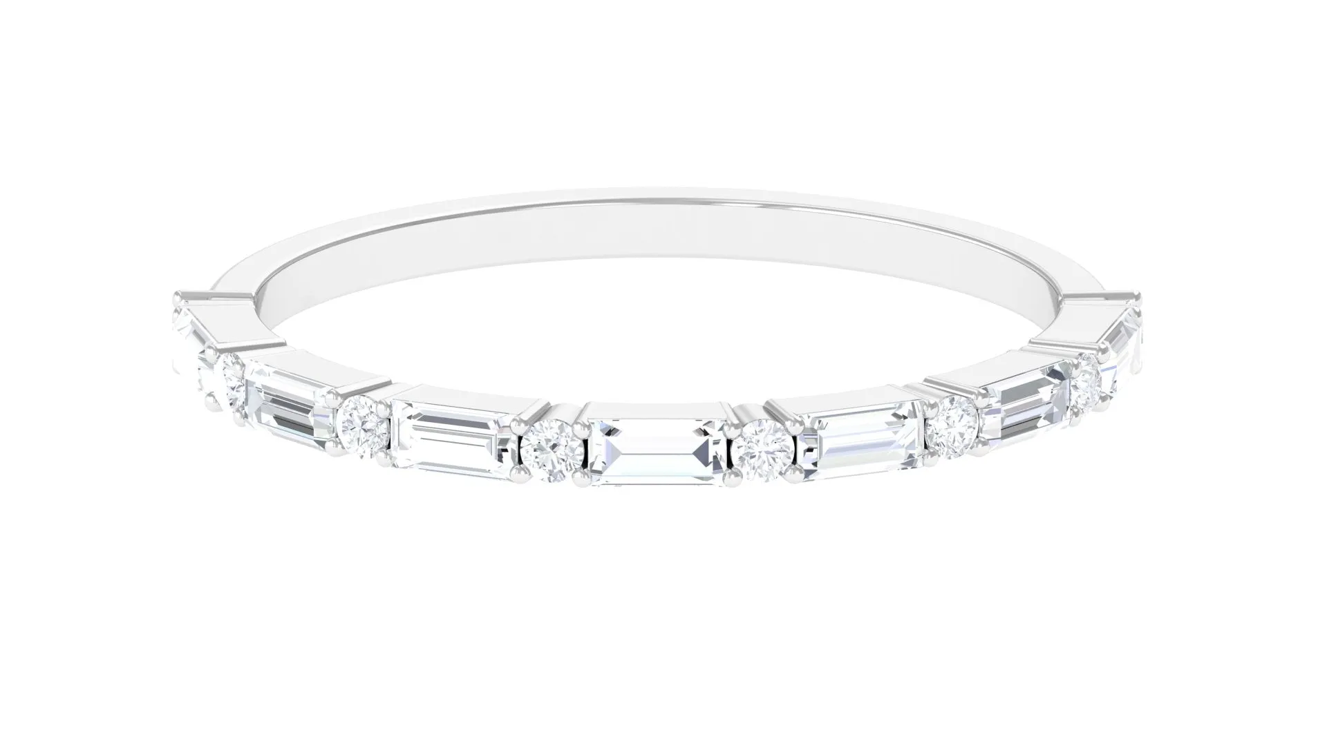 Baguette Moissanite Half Eternity Ring