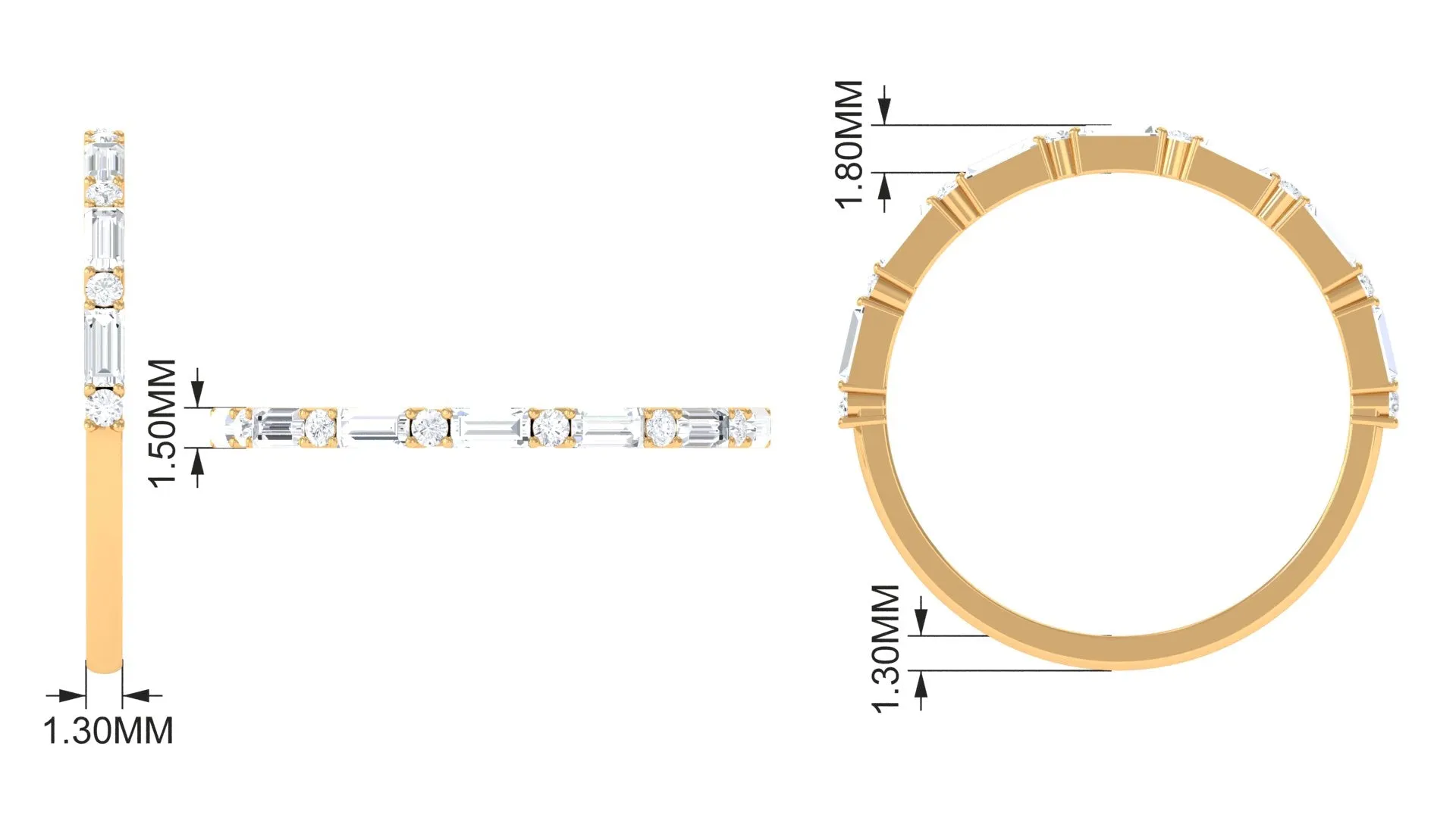 Baguette Moissanite Half Eternity Ring