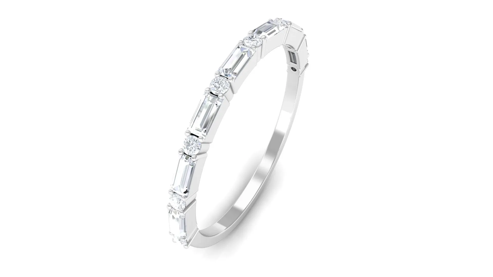 Baguette Moissanite Half Eternity Ring