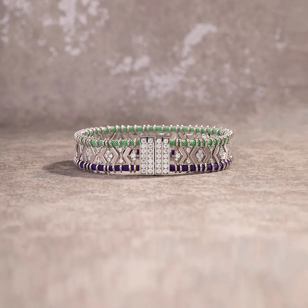 Batik Green & Purple Bracelet - silver