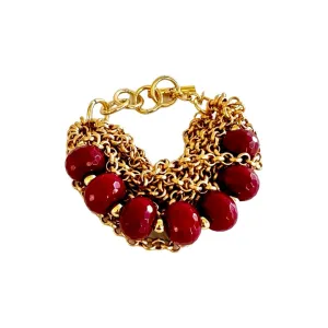 B.E. MULTILAYERED WINE-RED BRACELET