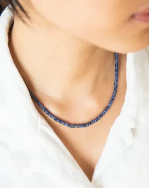 Beaded Blue Sapphire Necklace, Virgo