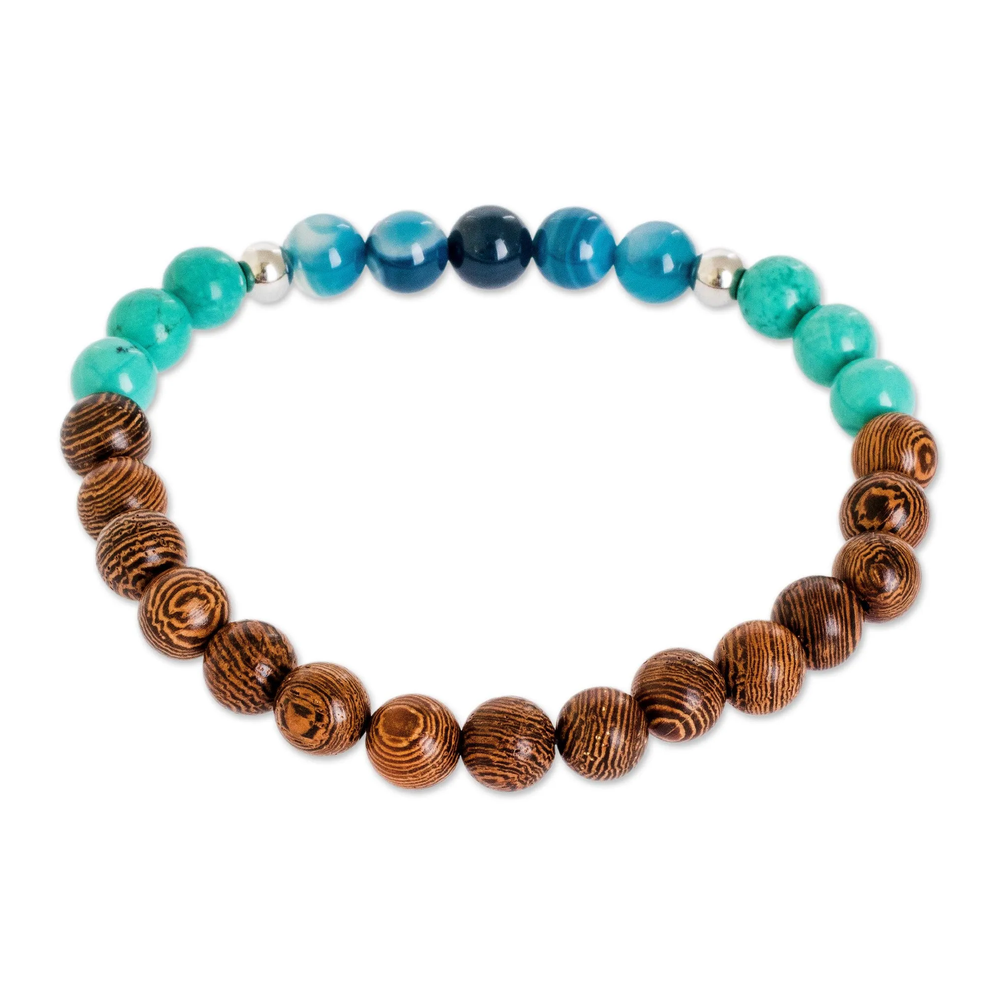 Beaded Bracelet of Agate & Jasper & Turquoise - Serene Beach | NOVICA