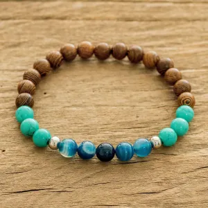 Beaded Bracelet of Agate & Jasper & Turquoise - Serene Beach | NOVICA