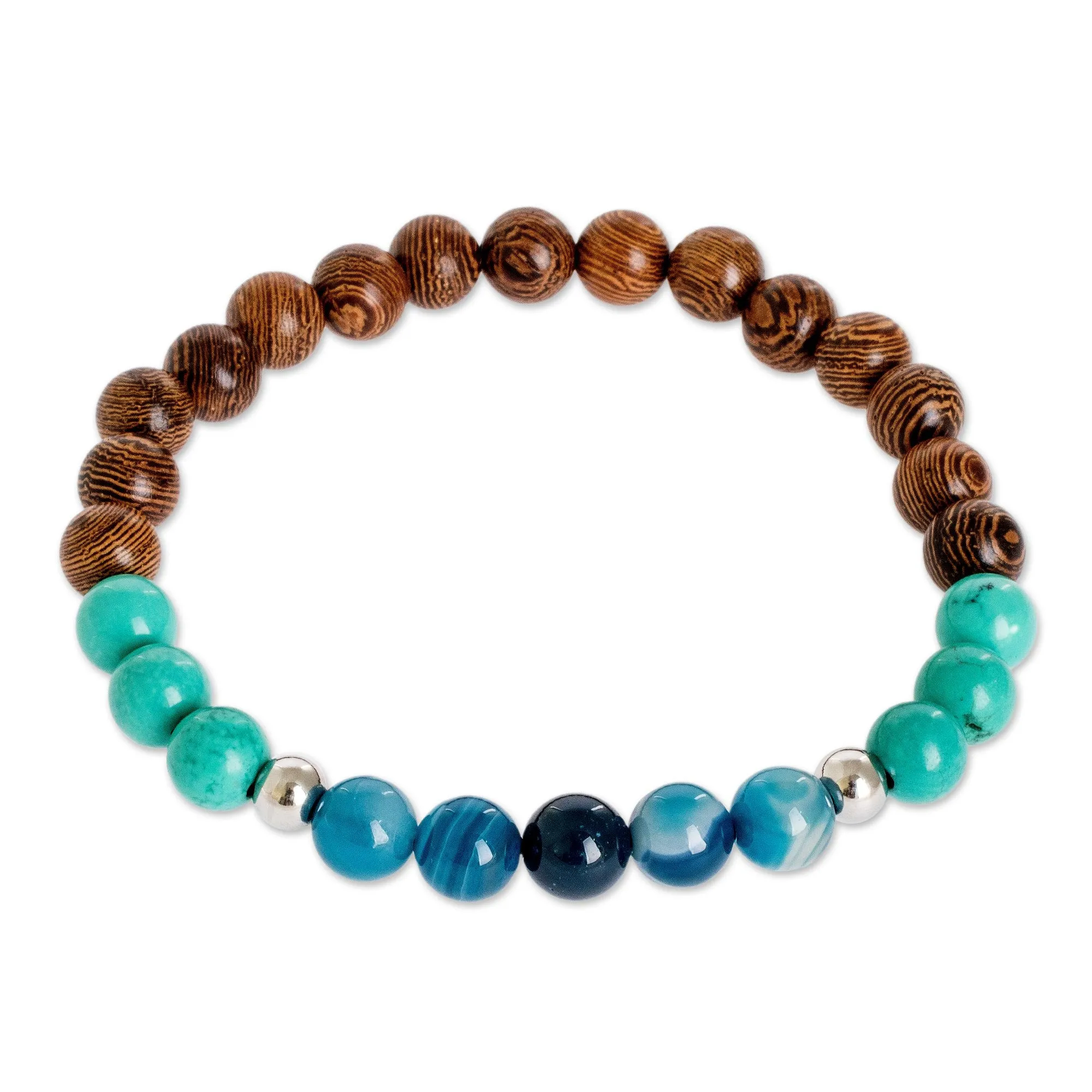 Beaded Bracelet of Agate & Jasper & Turquoise - Serene Beach | NOVICA