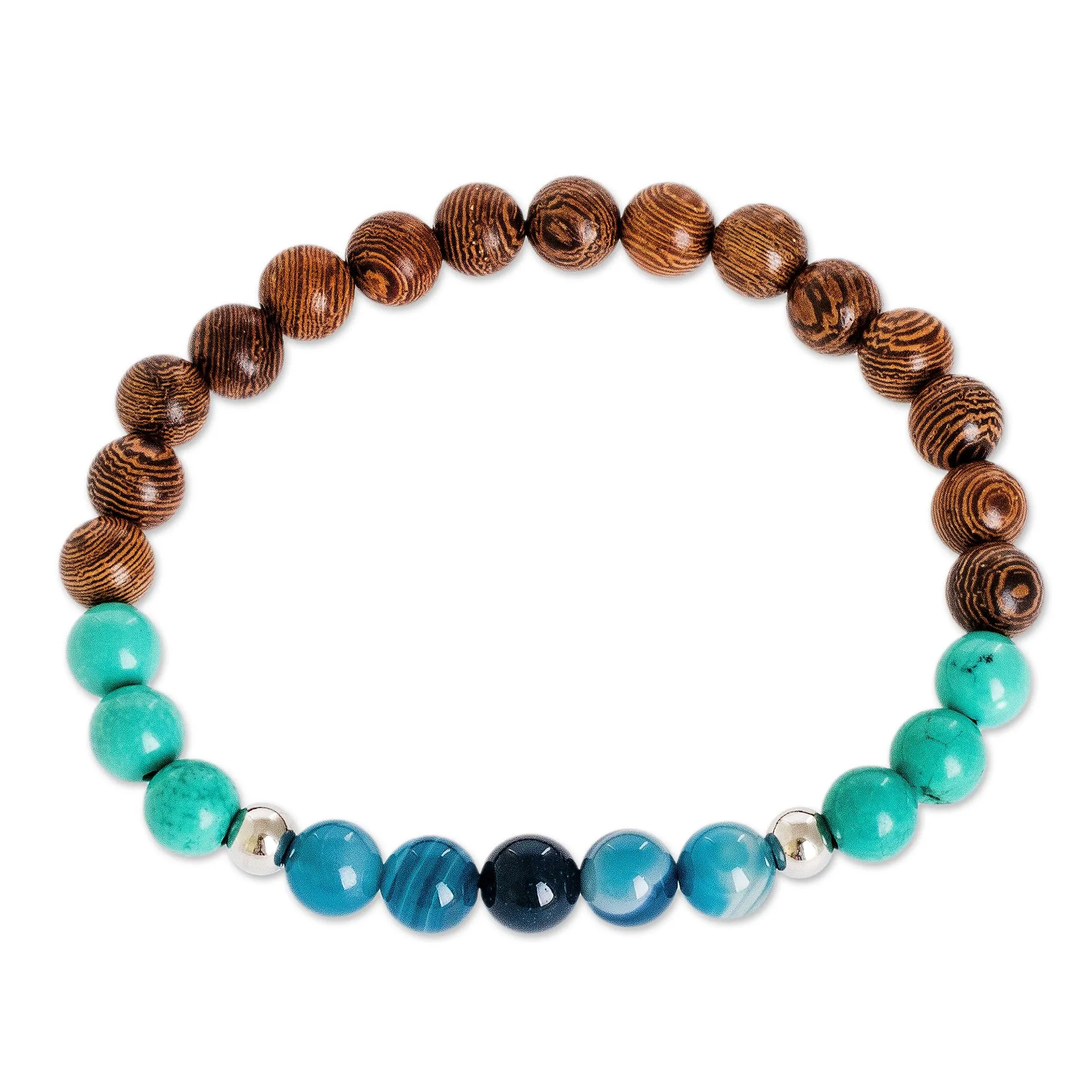 Beaded Bracelet of Agate & Jasper & Turquoise - Serene Beach | NOVICA