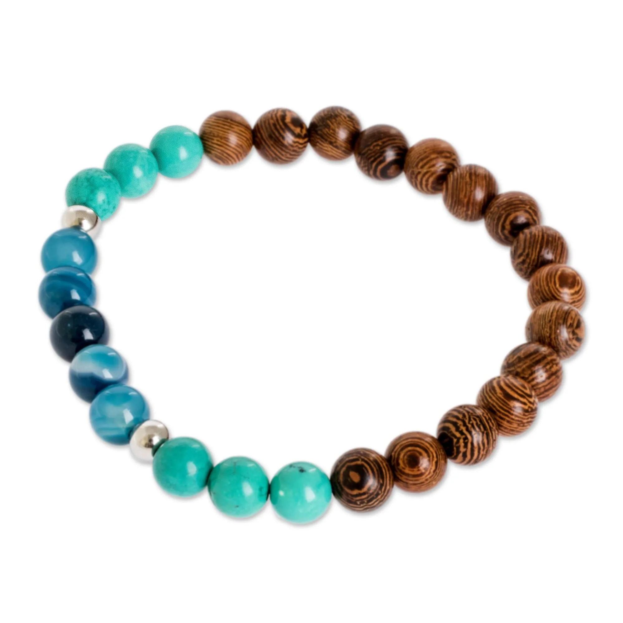 Beaded Bracelet of Agate & Jasper & Turquoise - Serene Beach | NOVICA