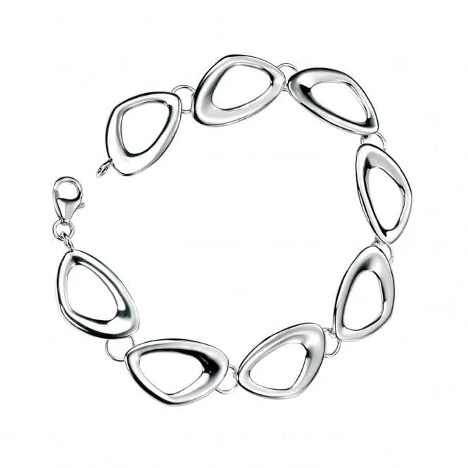 Beginnings Sterling Silver Cut Out Pebble Shape Link 19cm Bracelet B3331