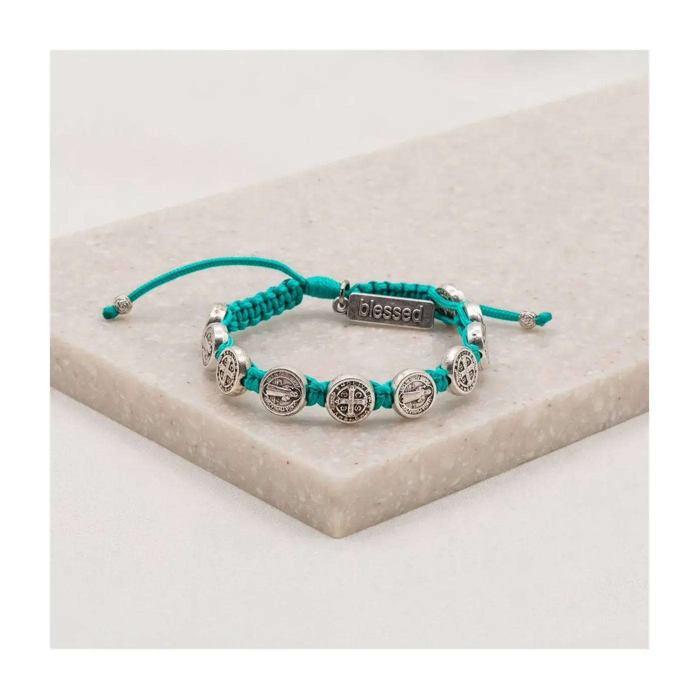 Benedictine Blessing Bracelet - Silver/Turquoise