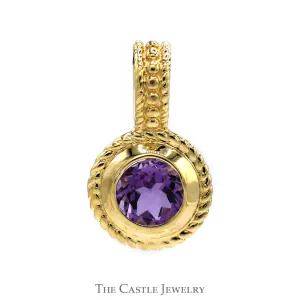 Bezel-Set Round Amethyst Pendant In 10KT Yellow Gold