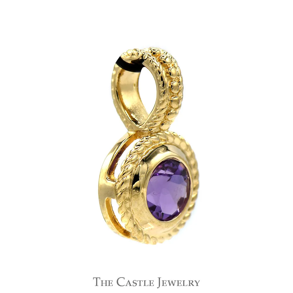 Bezel-Set Round Amethyst Pendant In 10KT Yellow Gold