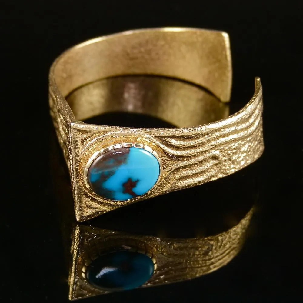 Bisbee Turquoise and Gold Cuff