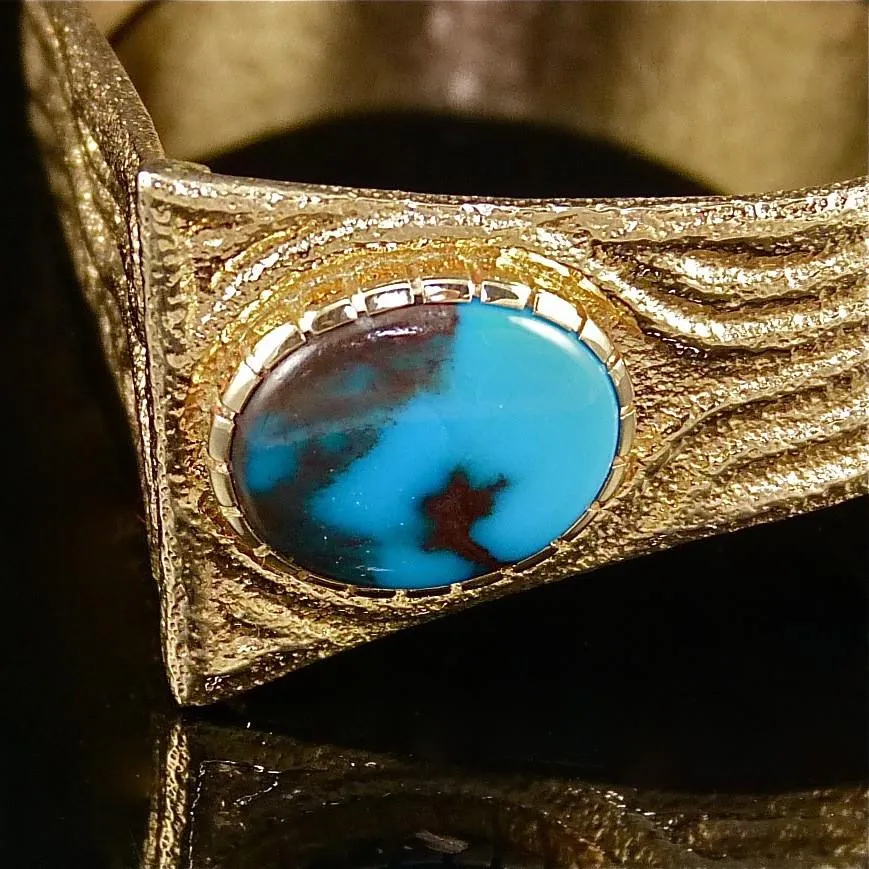 Bisbee Turquoise and Gold Cuff