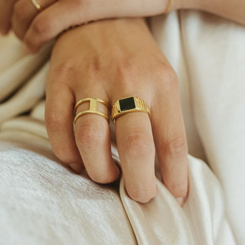 Black Enamel Signet Ring