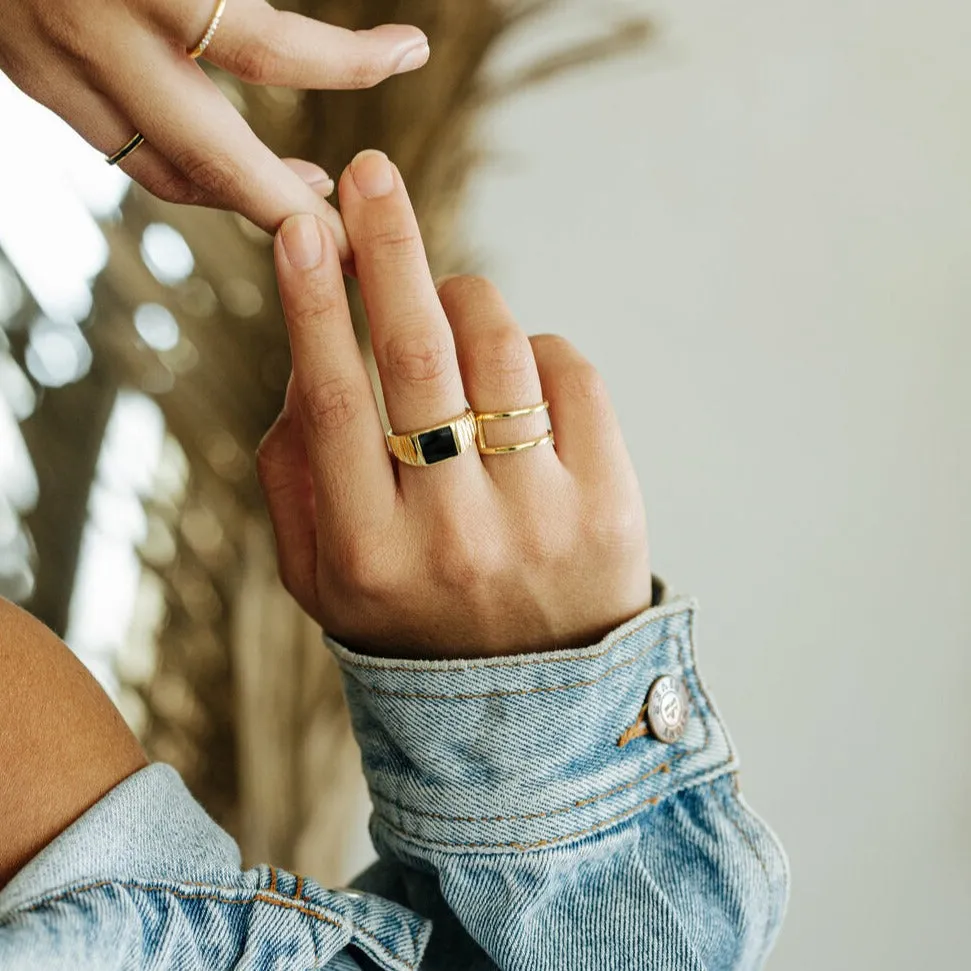 Black Enamel Signet Ring