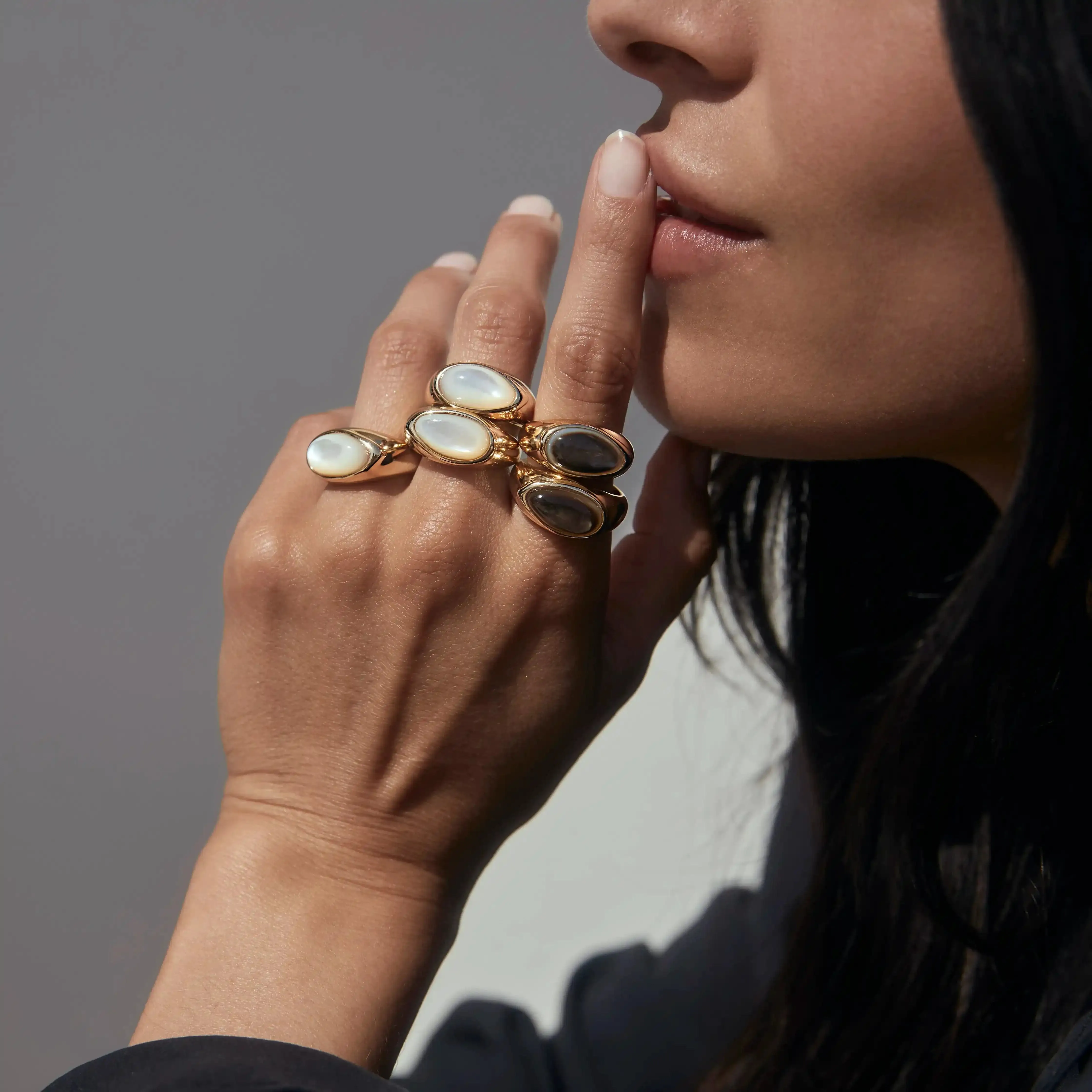 Black Mother of Pearl Signet Ring