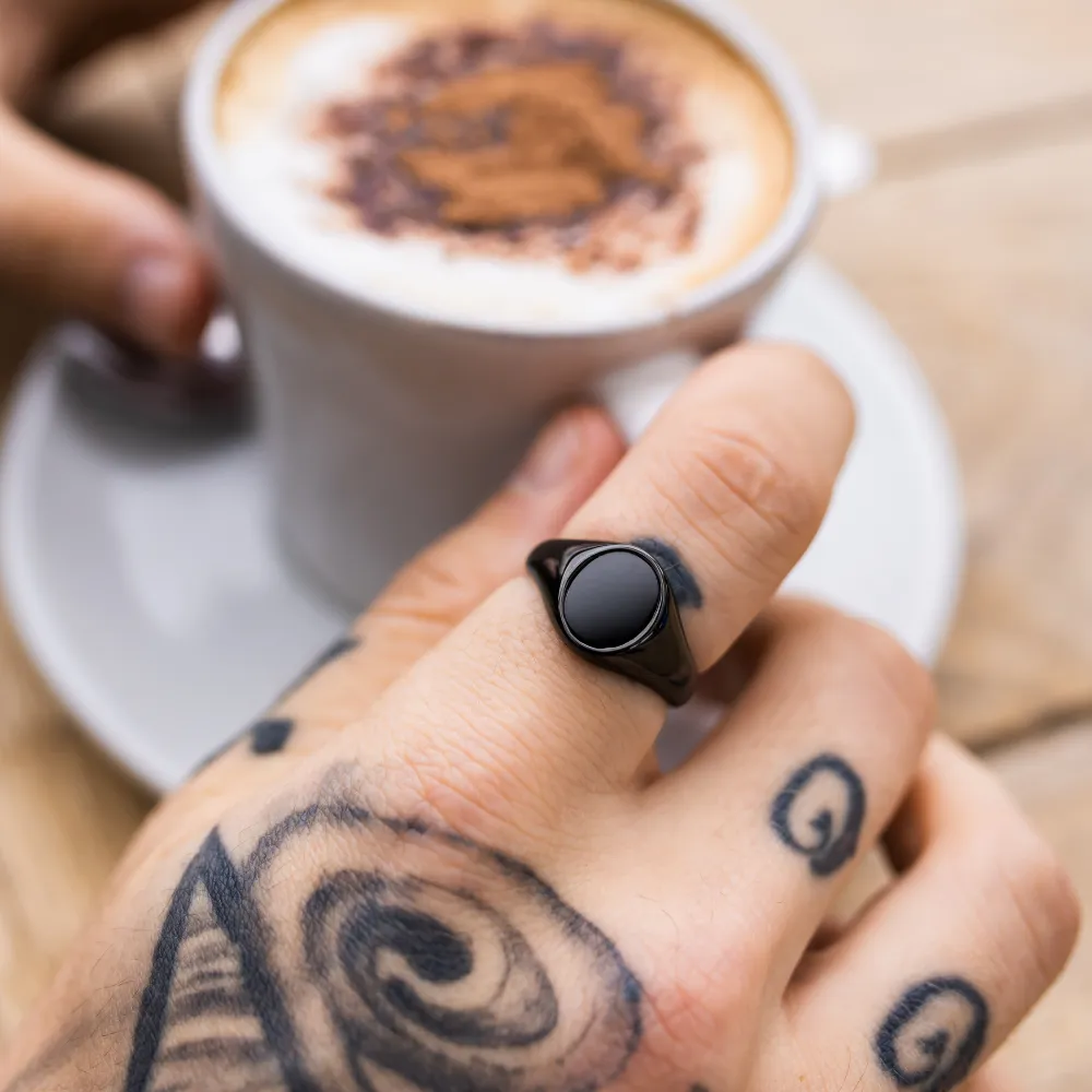 Black Onyx Signet Ring - Black