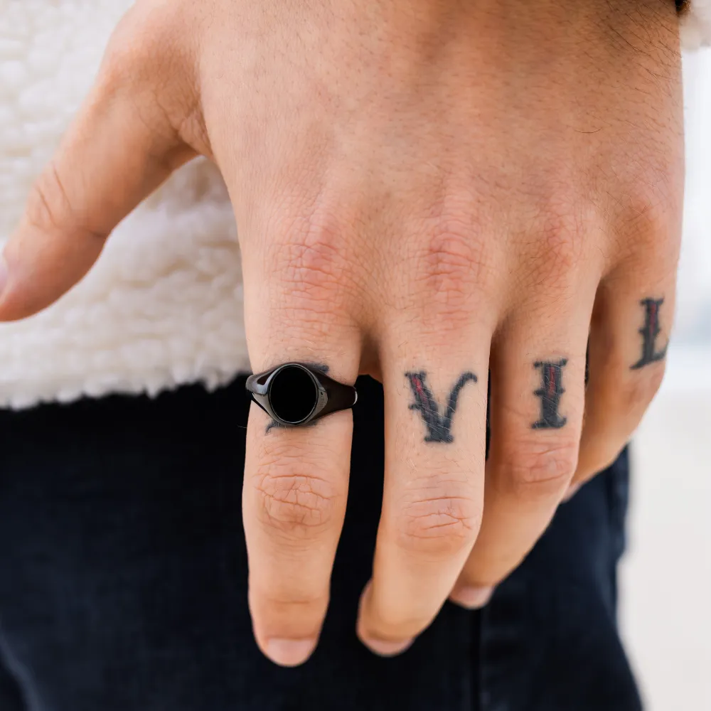 Black Onyx Signet Ring - Black