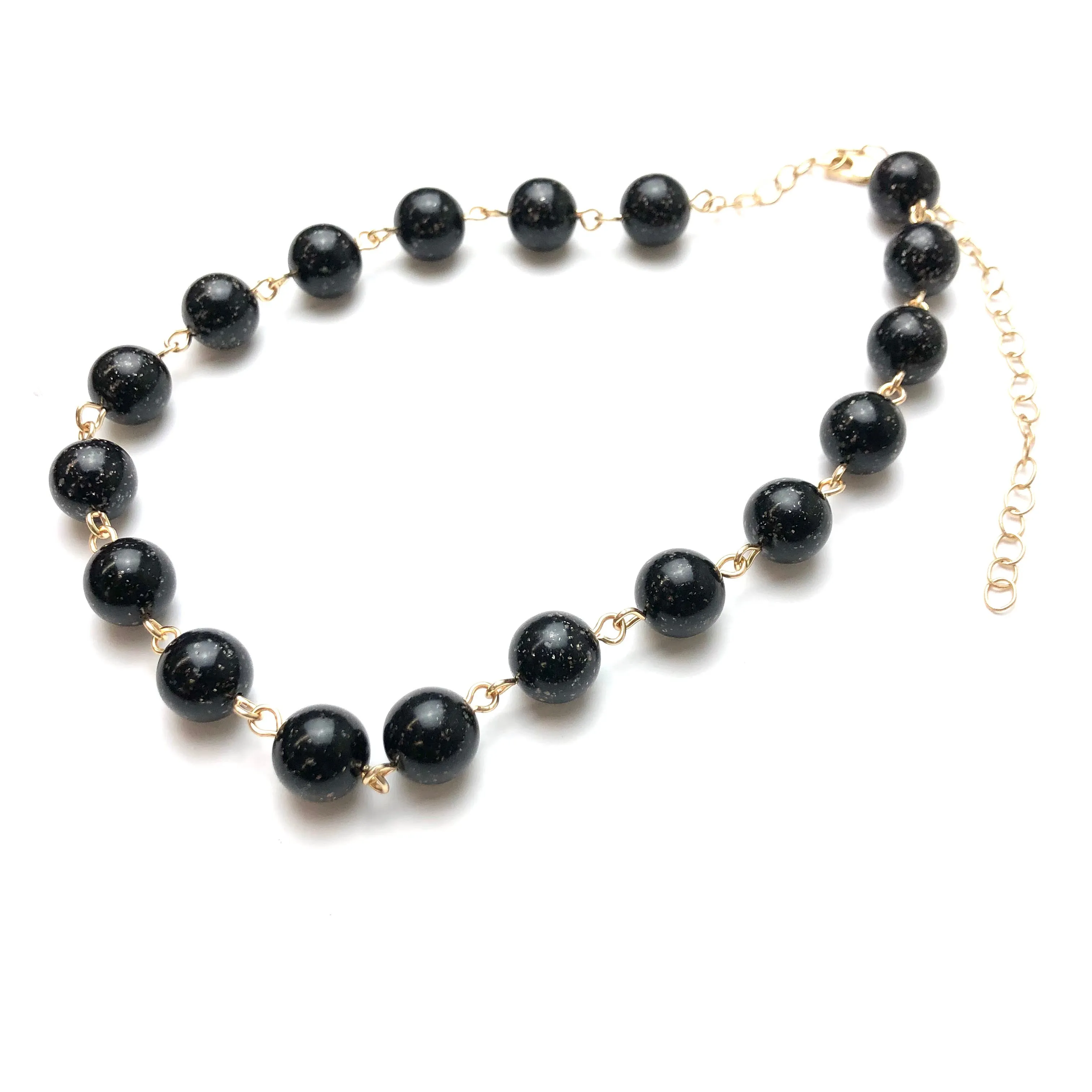 Black with Copper Glitter Beaded Amelia Necklace