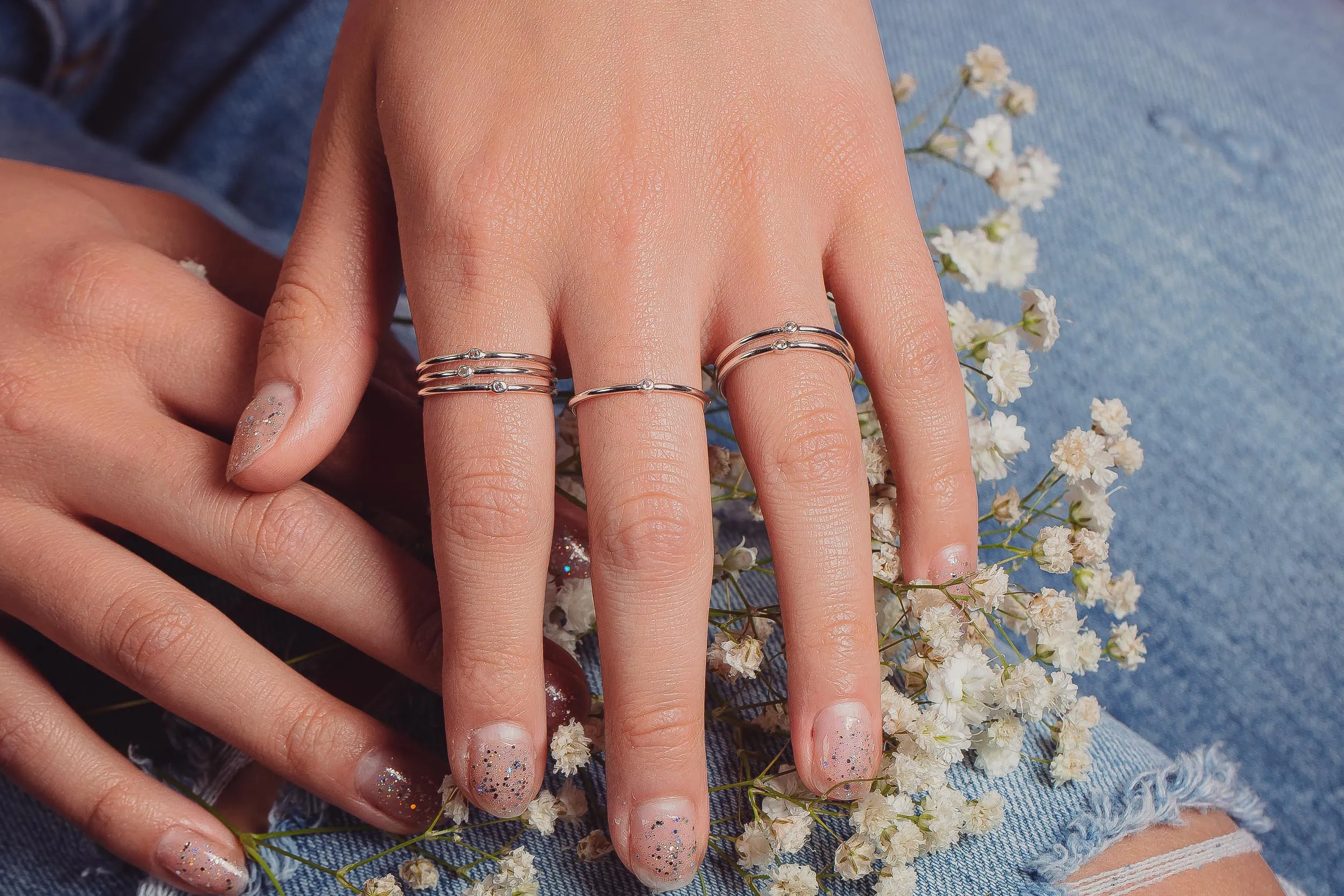 Blue Diamond Stacking Rings