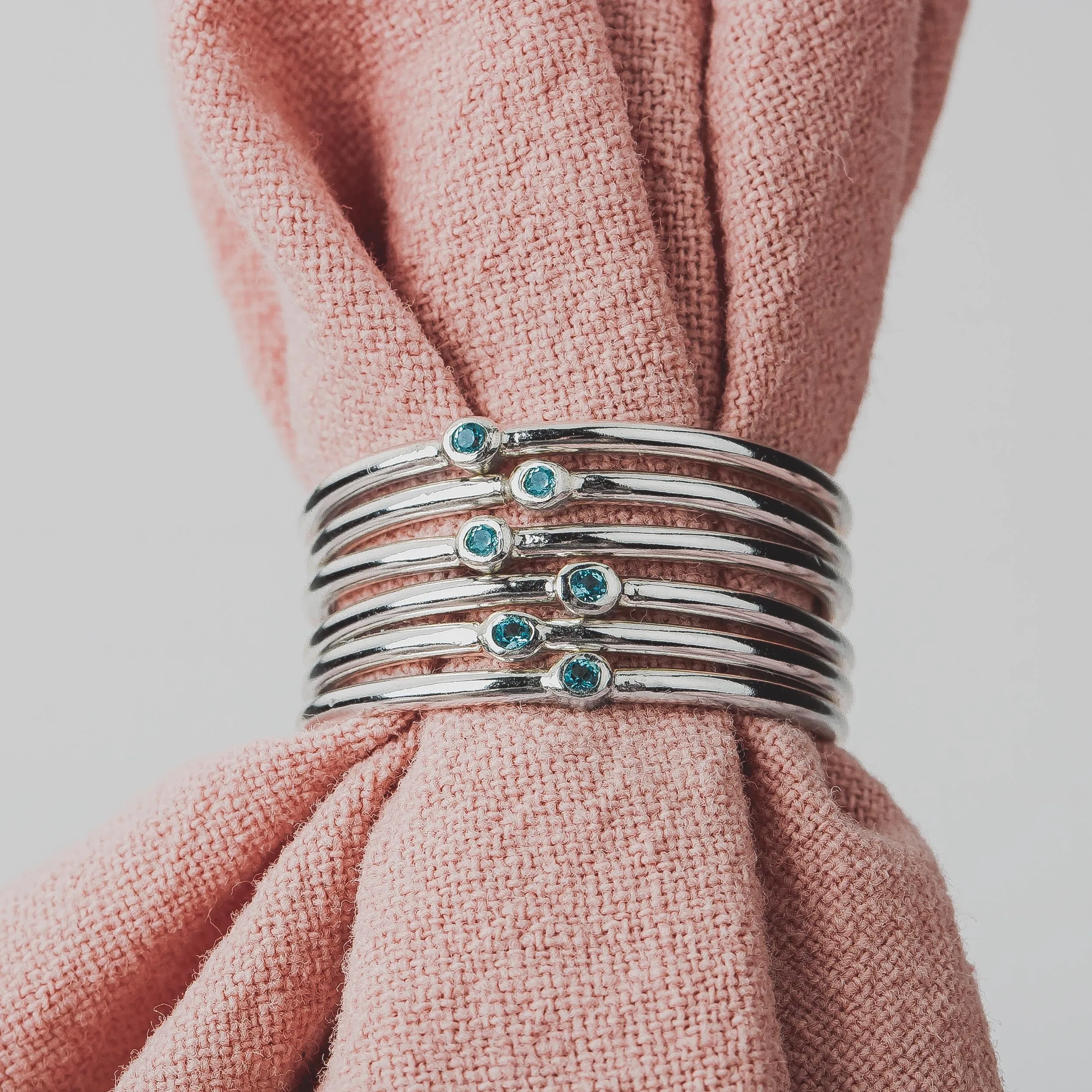 Blue Diamond Stacking Rings