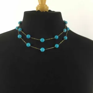 Blue Multi Strand Beaded Necklace