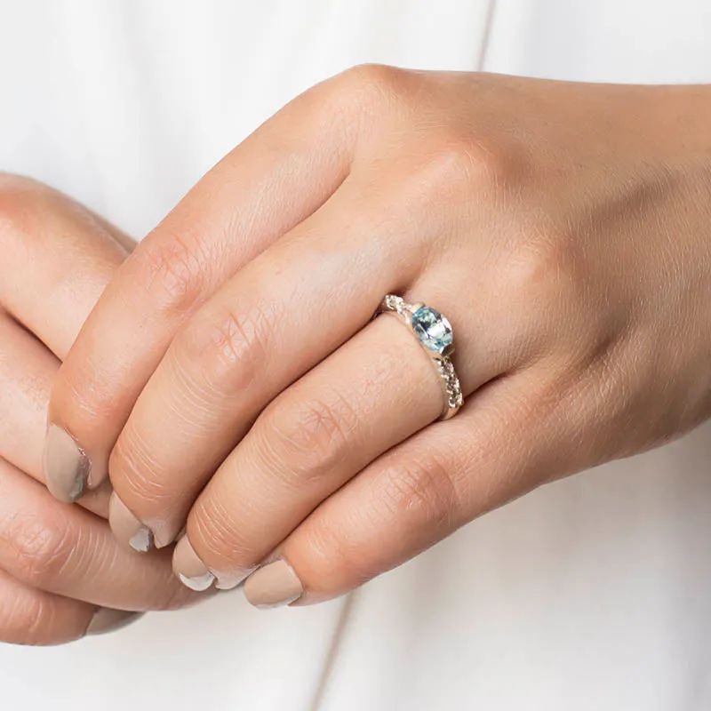 Blue Topaz and White Topaz Ring