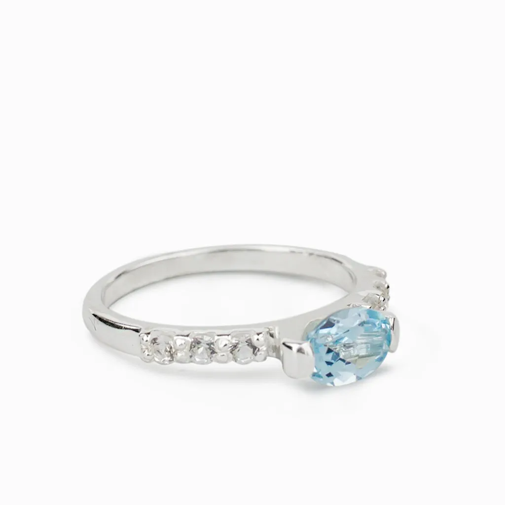 Blue Topaz and White Topaz Ring