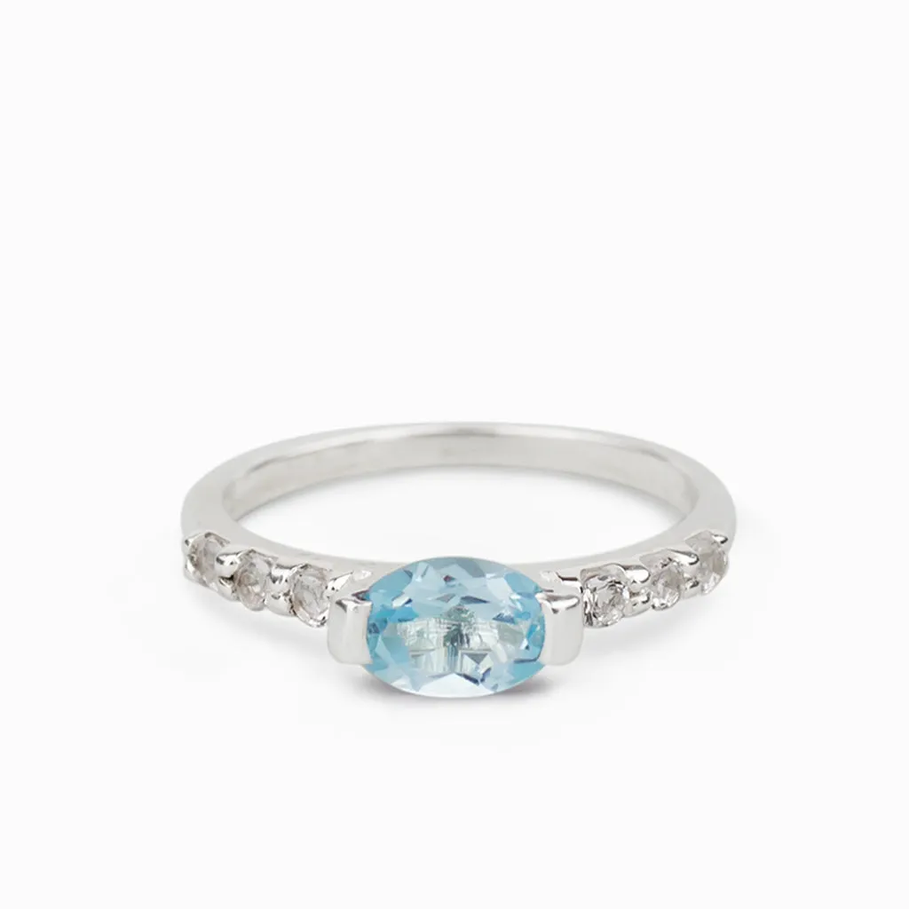 Blue Topaz and White Topaz Ring