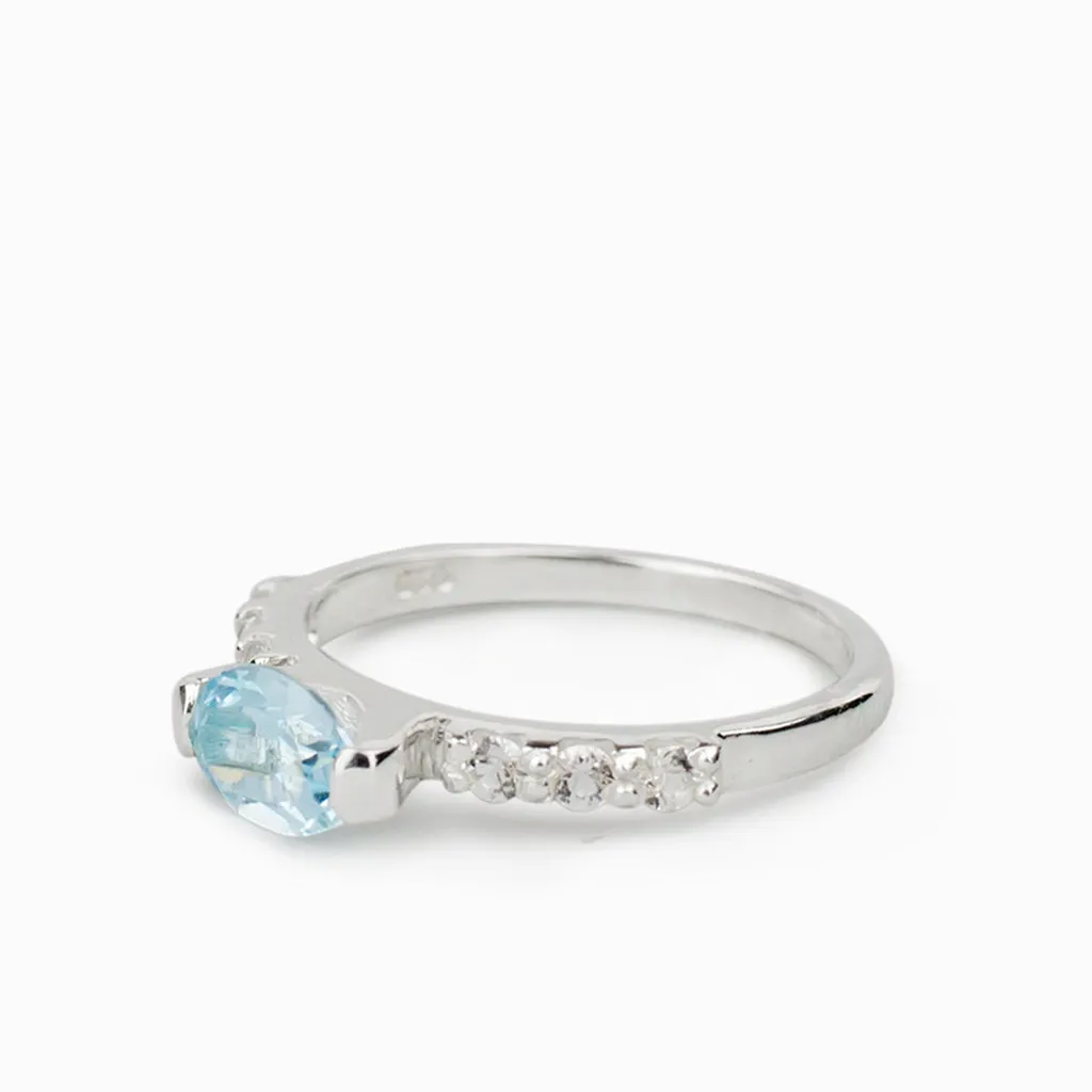 Blue Topaz and White Topaz Ring