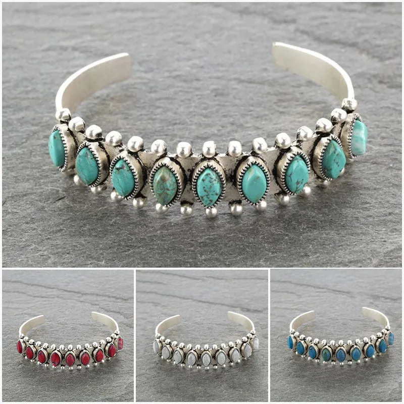 Bohemian Style Natural Turquoise Bracelet