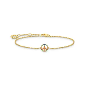 Bracelet peace with colourful stones gold