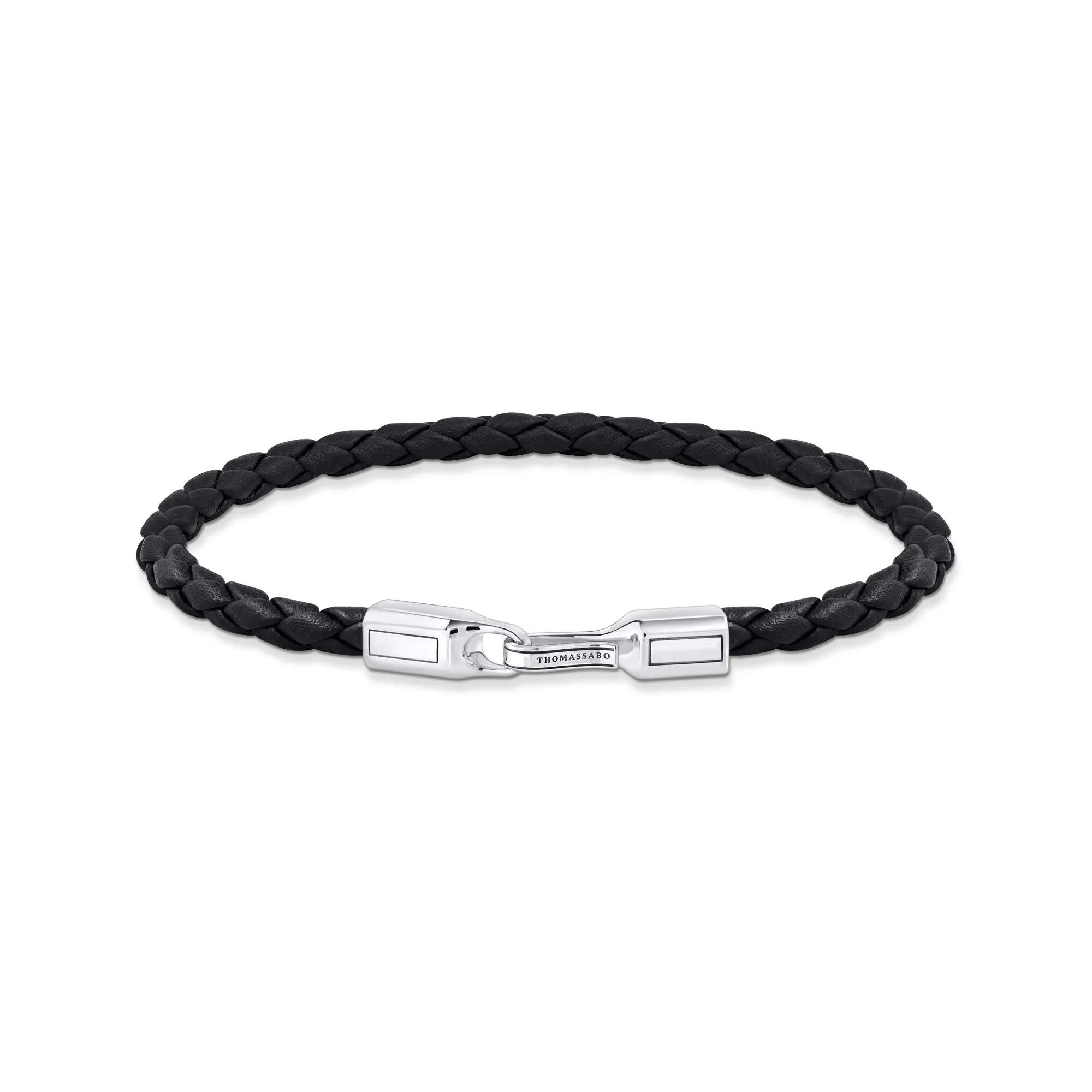 Bracelet with braided, black leather