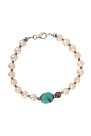 Breathe Deep Pearl, Quartz & Turquoise Bracelet