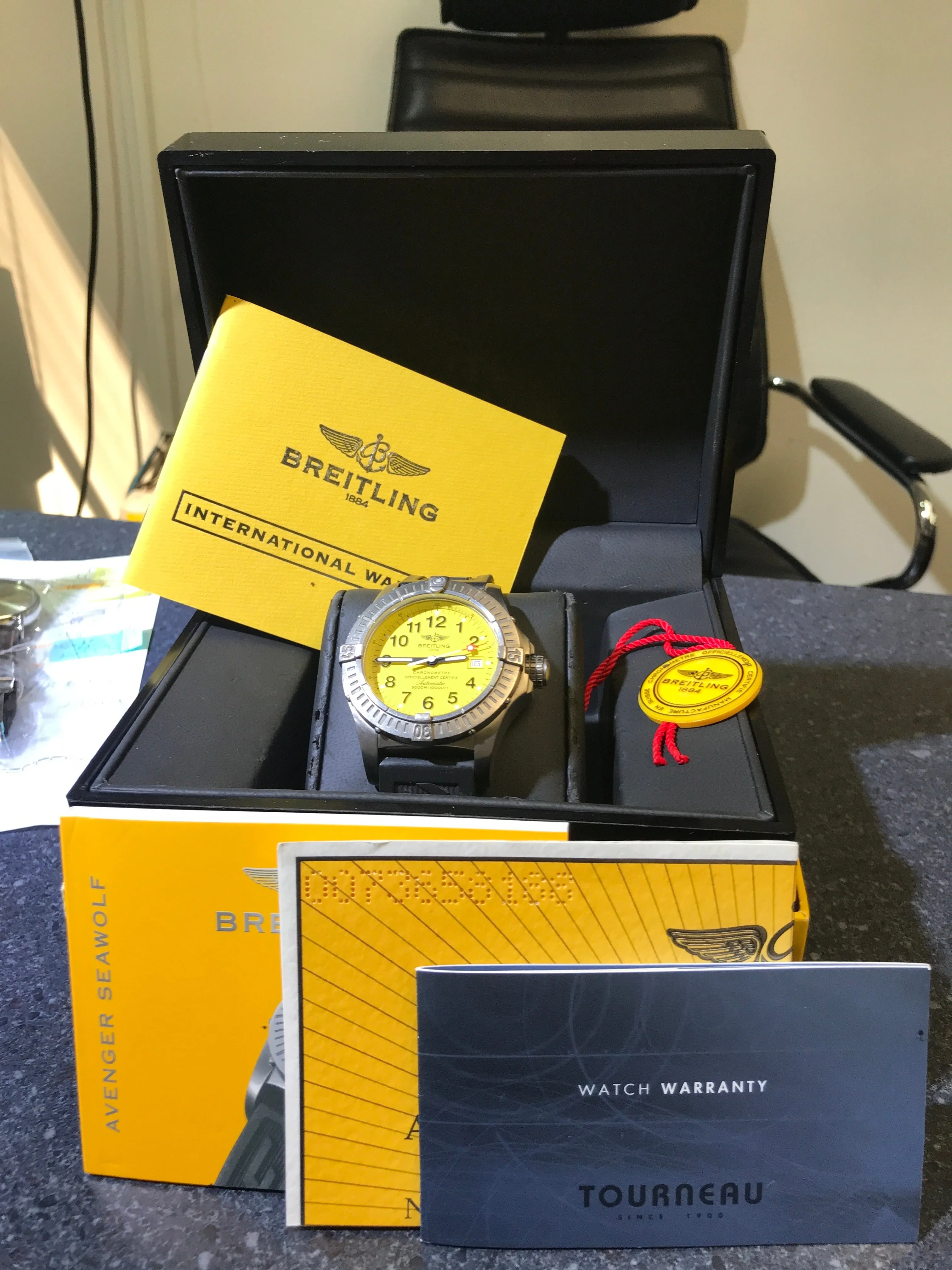 Breitling Avenger Seawolf E17370 Yellow Dial Automatic Men's Watch