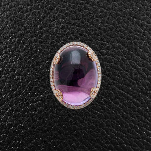 Cabochon Amethyst & Diamond Ring