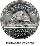 Canada Copper 1993 5 cents  (Elizabeth II) 4.6gr .750