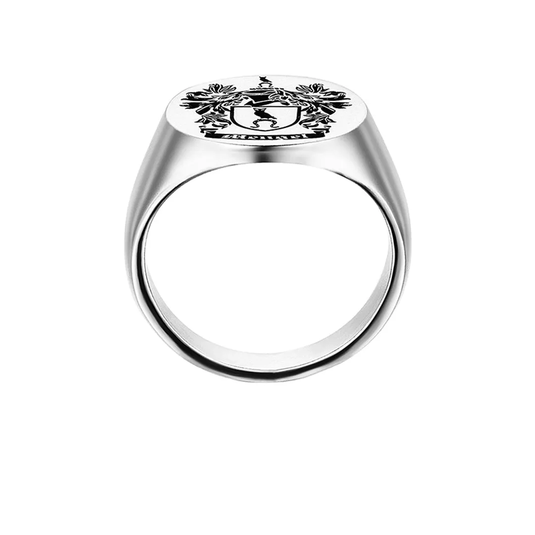 Carved Signet Round Ring Base for Family Crest - Solid Silver